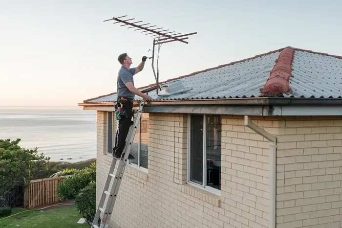 TV antenna installation work in Innaloo on an older coastal home